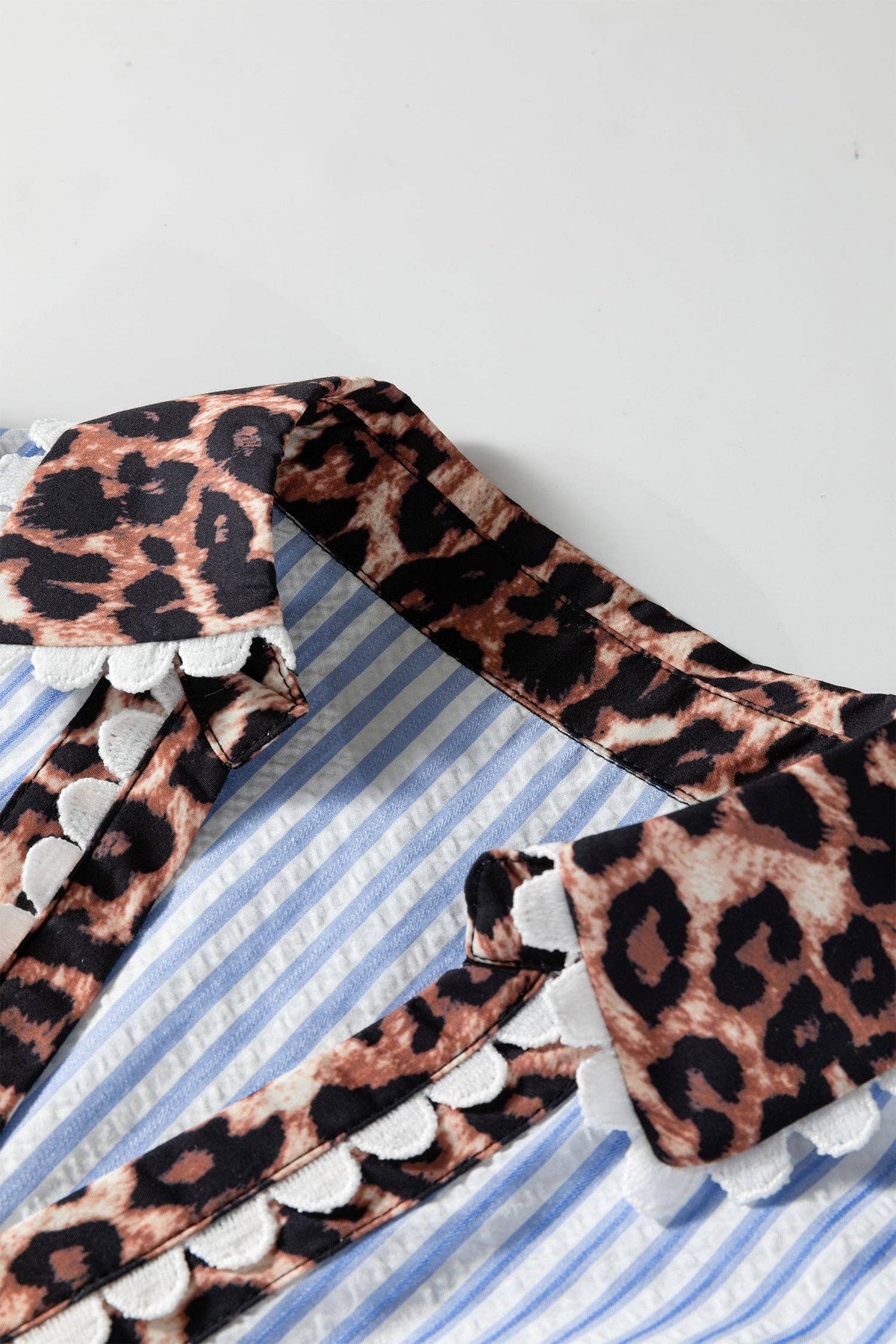 Leopard Patchwork Collared Blouse