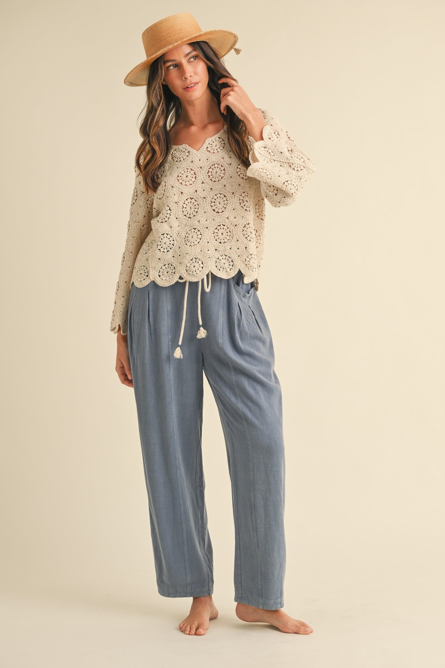 Linen Barrel Pants