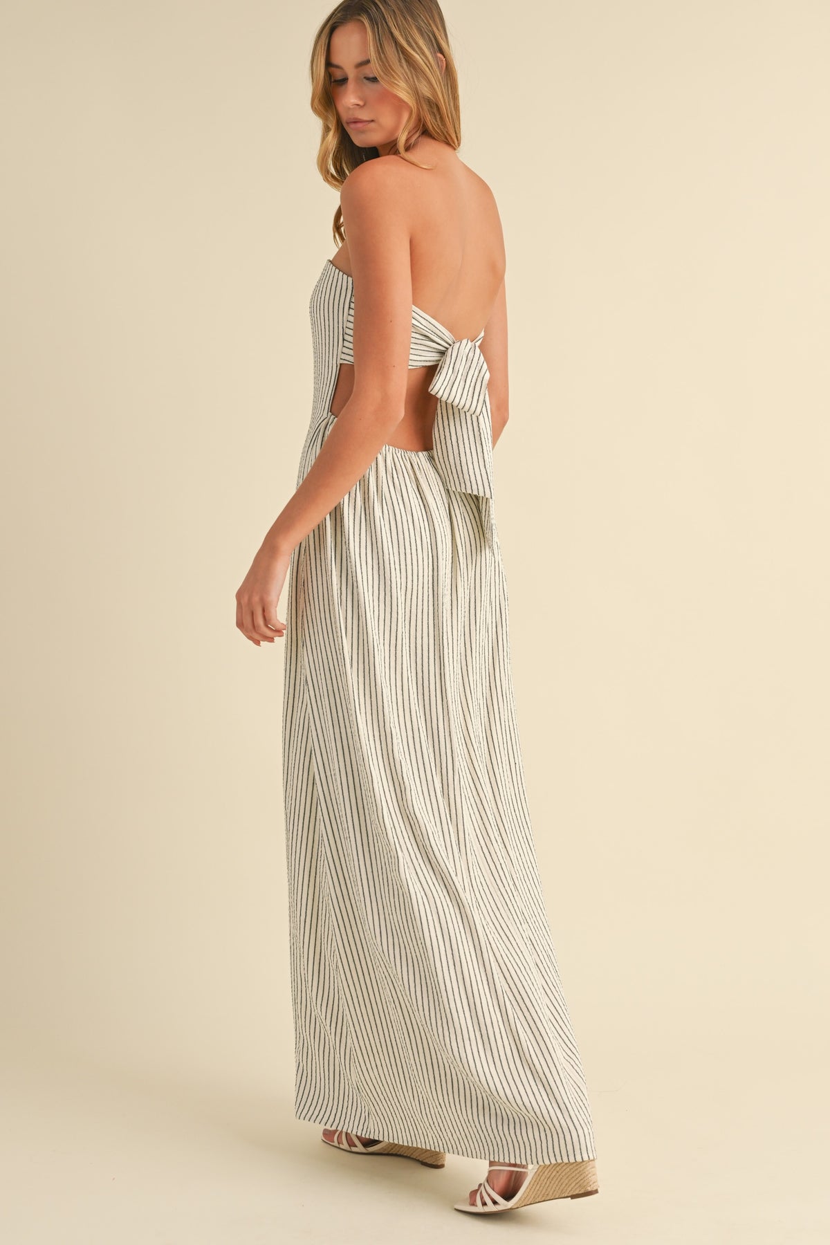STRIPE BACK TIE MAXI DRESS