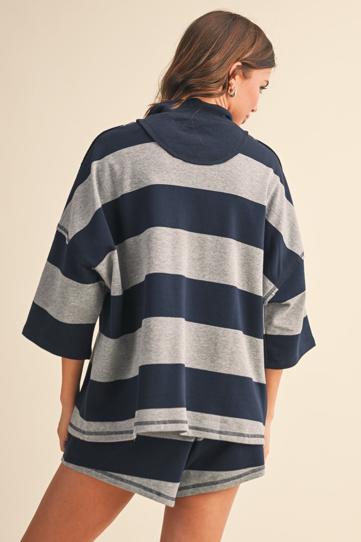 STRIPED OVERSIZED TOP AND SHORT SET