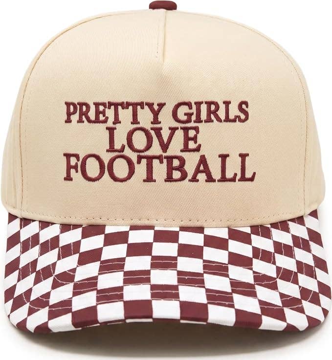 2-Tone Cap - Pretty Girls Love Football - Checker Print