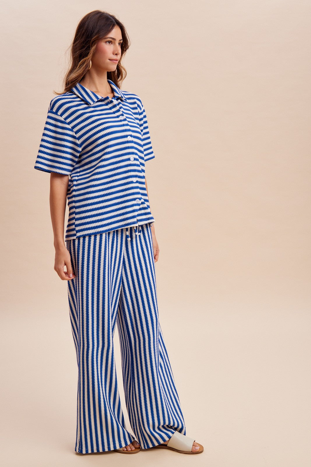 Striped Waffle Knit Pant Set