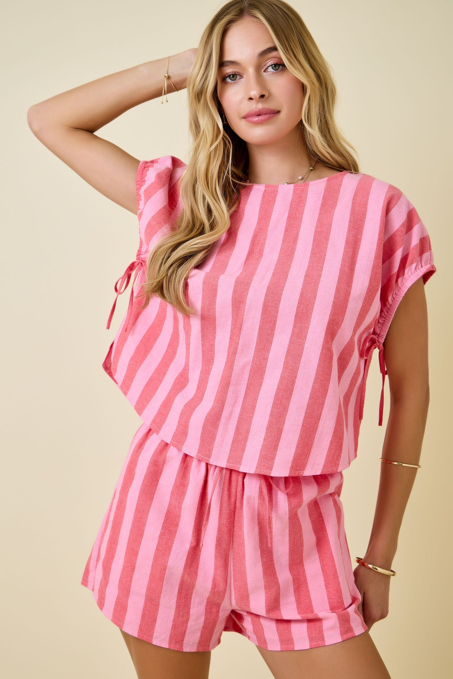 Pink Tie Short Set