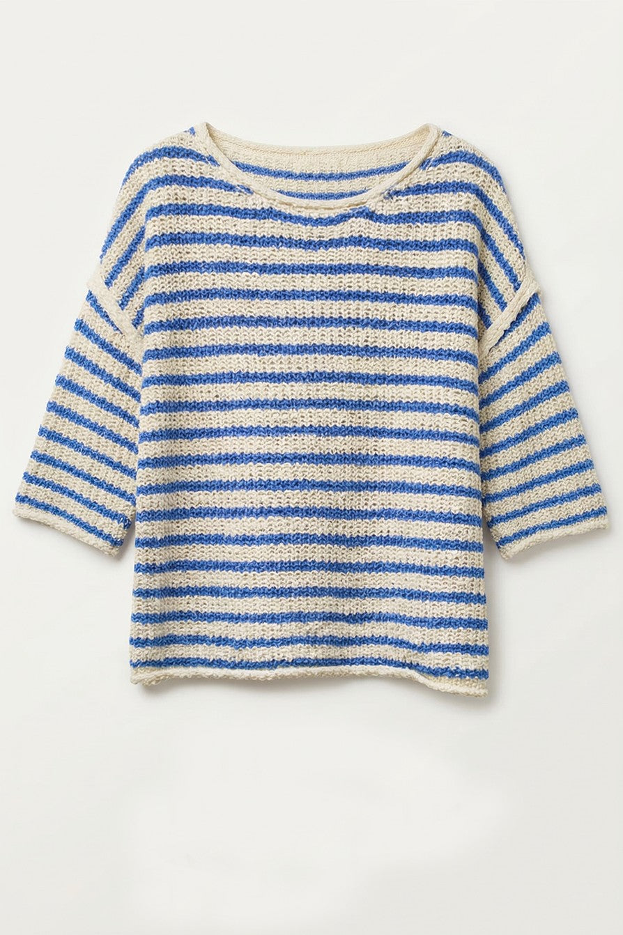 STRIPED SHORT SLEEVE SWEATER
