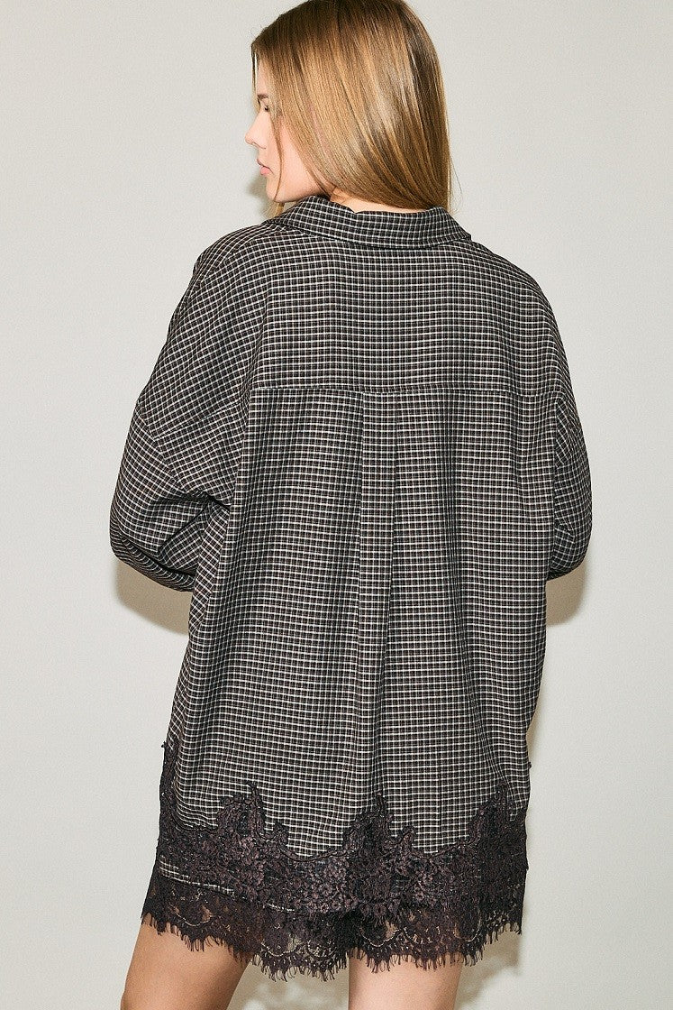 LACE TRIM OVERSIZED BLOUSE