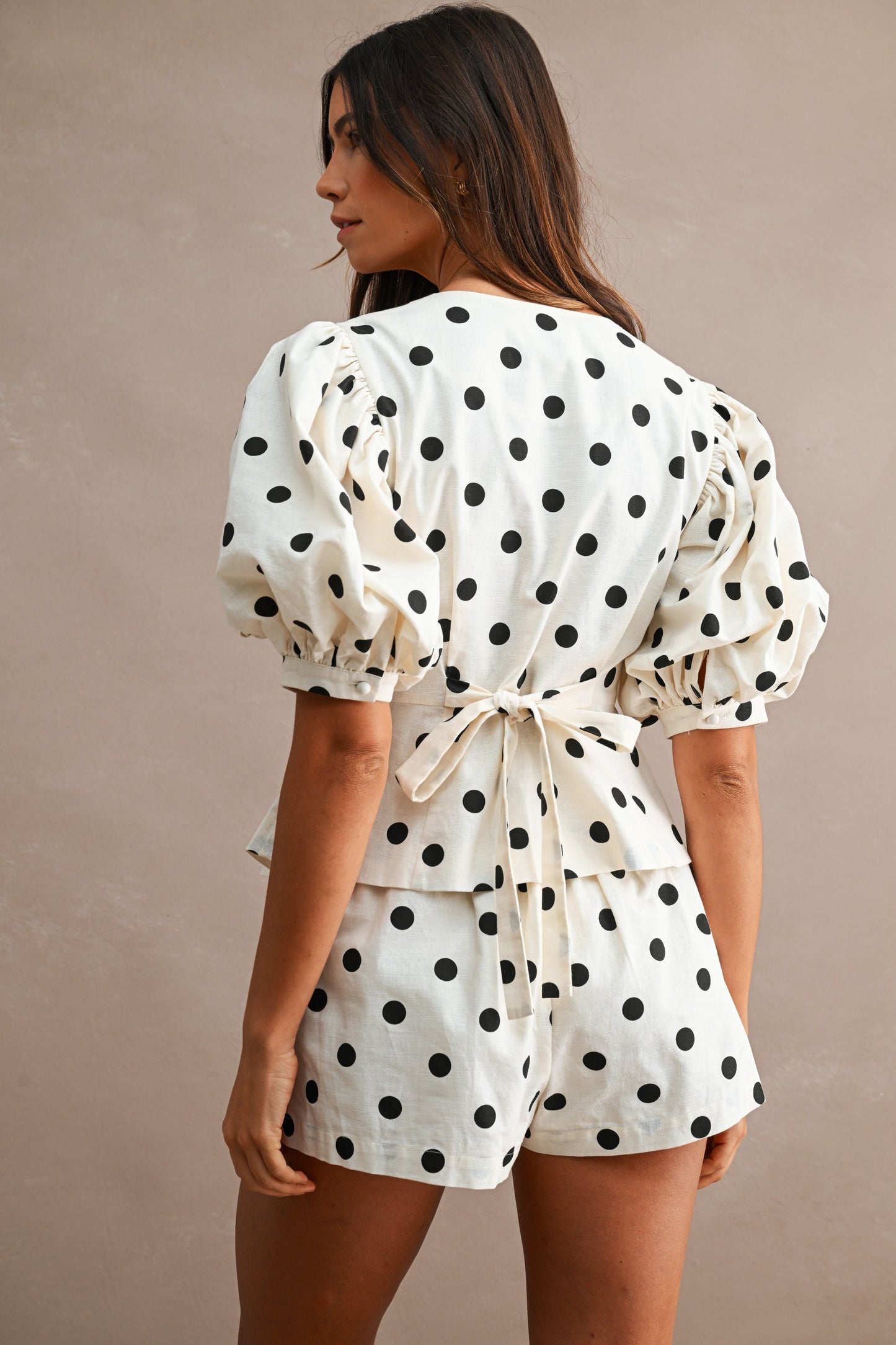 LINEN POLKA DOT SET