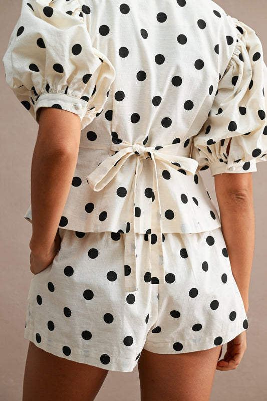 LINEN POLKA DOT SET