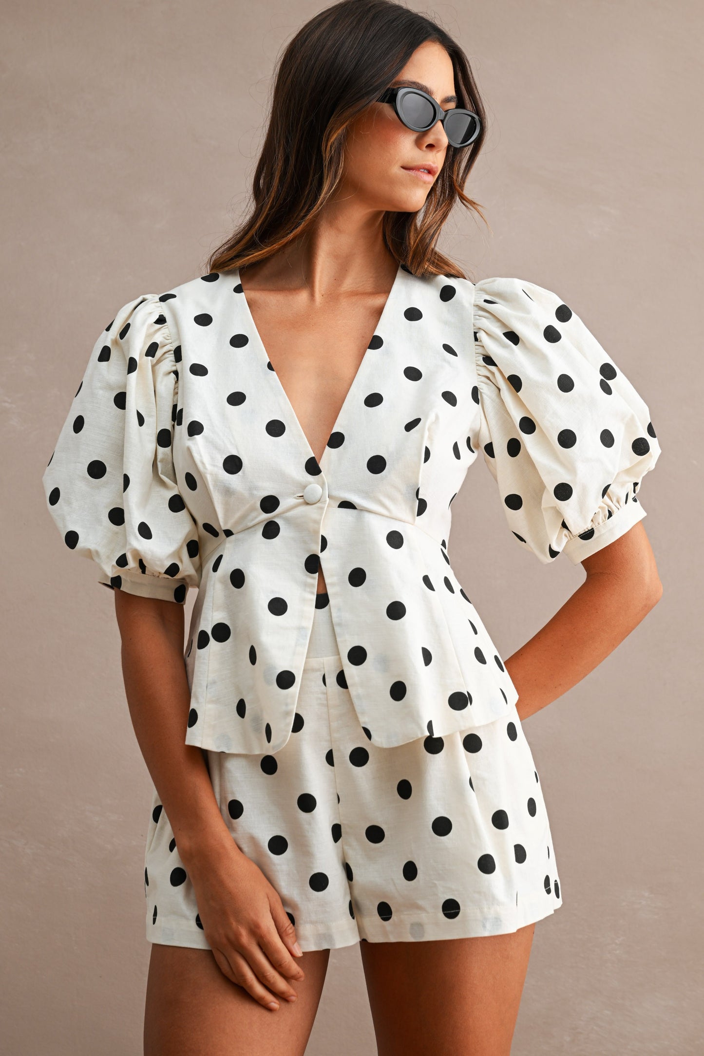LINEN POLKA DOT SET