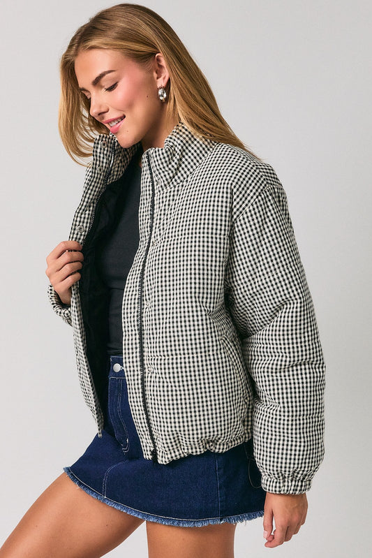 GINGHAM PUFFER JACKET