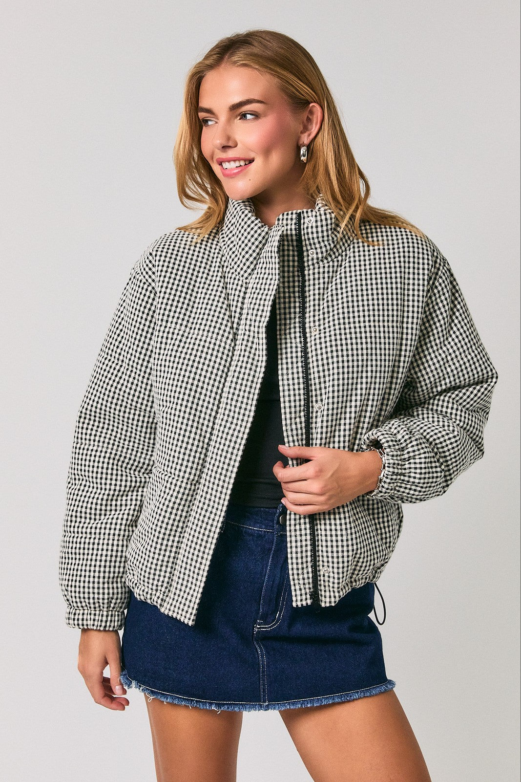 GINGHAM PUFFER JACKET