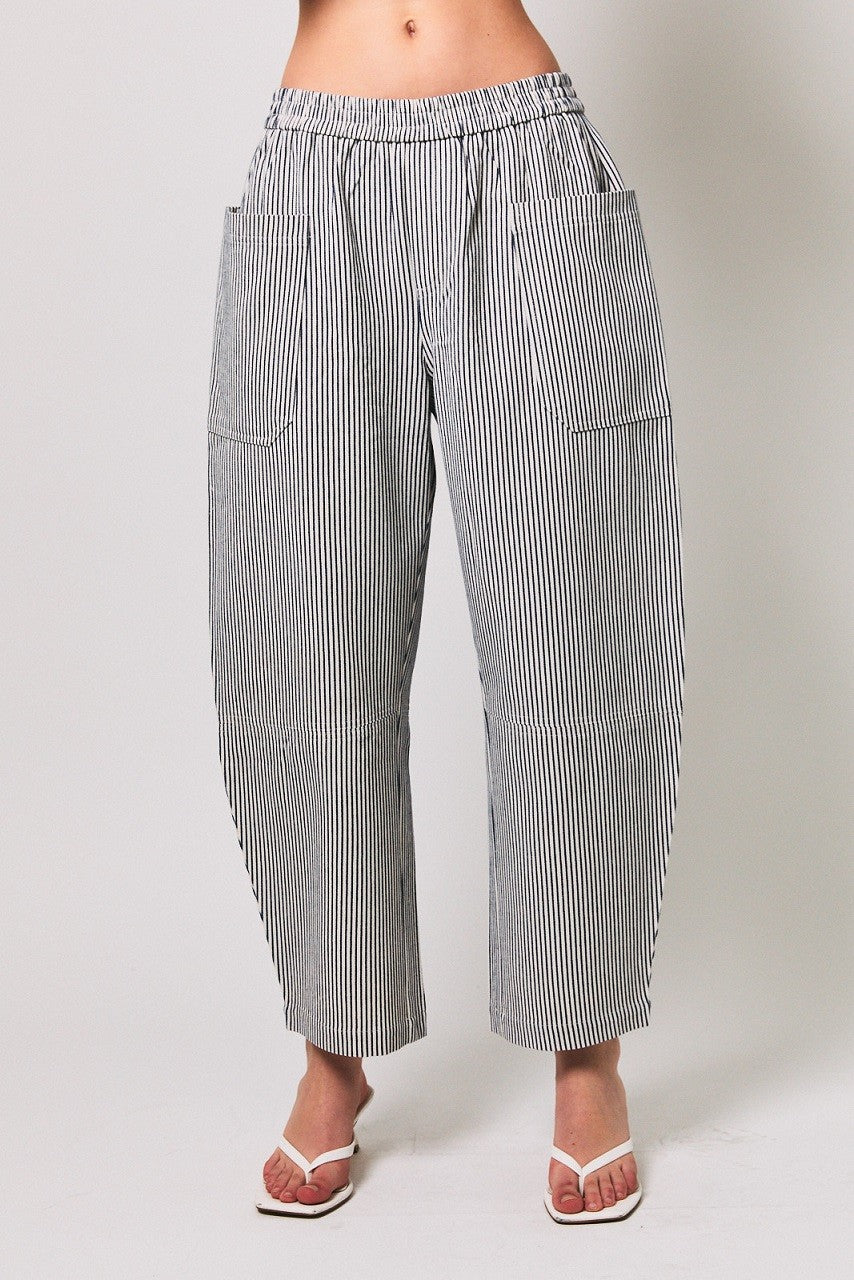 ELASTIC WAIST BARREL PANTS