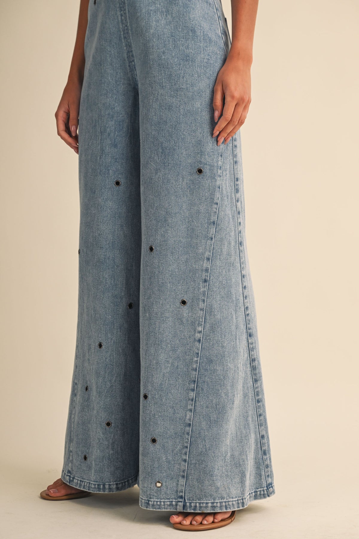WIDE LEG CAMI DENIM JUMPSUIT