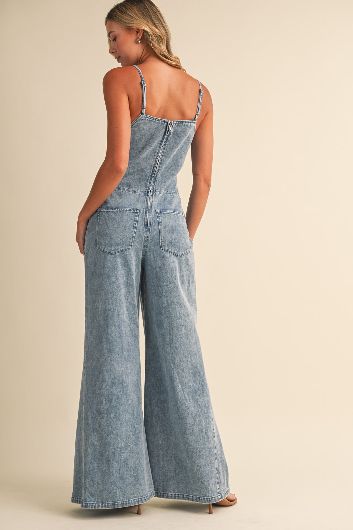 WIDE LEG CAMI DENIM JUMPSUIT