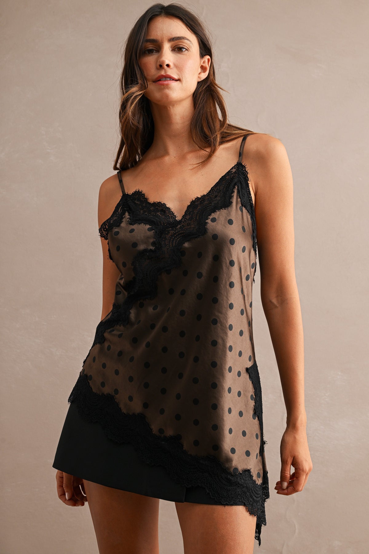 POLKA DOT LACE TRIM TOP