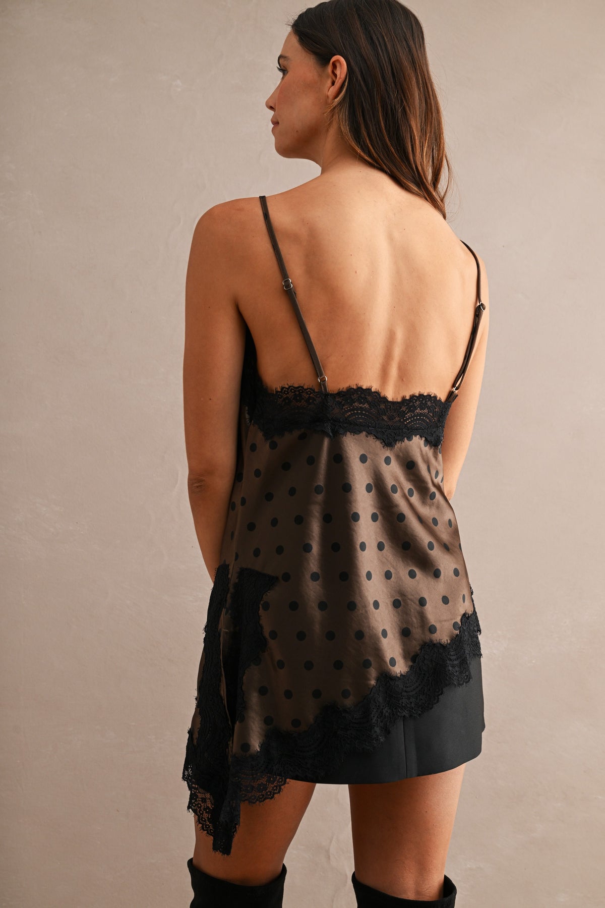 POLKA DOT LACE TRIM TOP