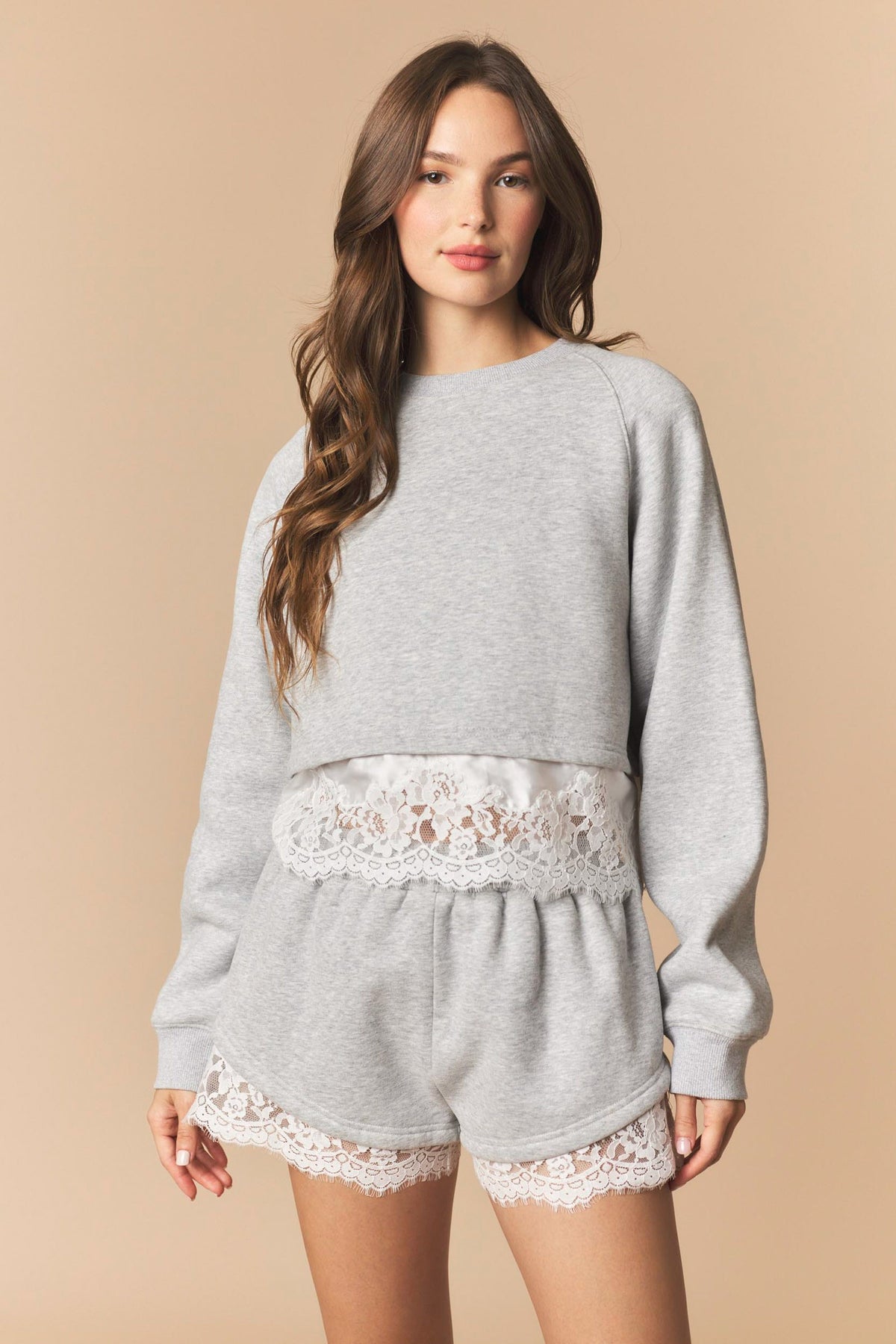 FRENCH TERRY LACE HEM SET