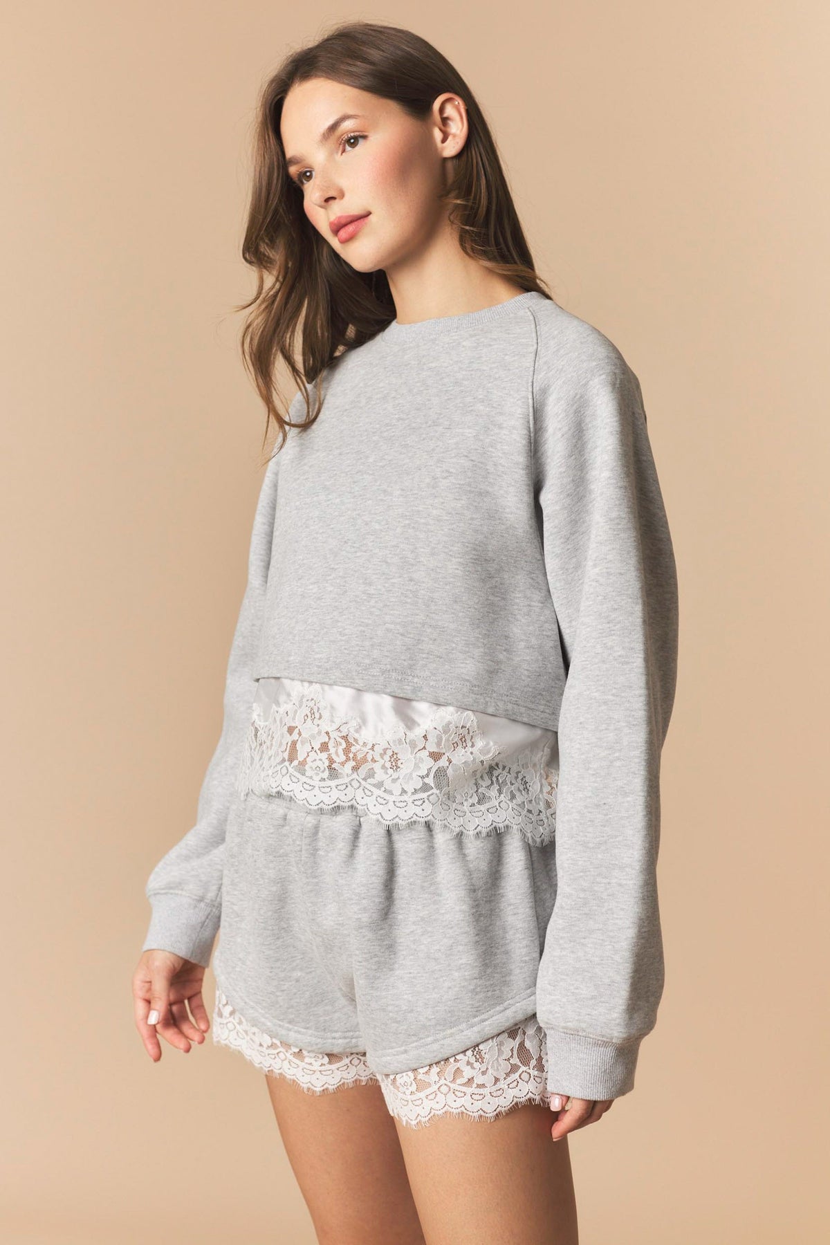 FRENCH TERRY LACE HEM SET