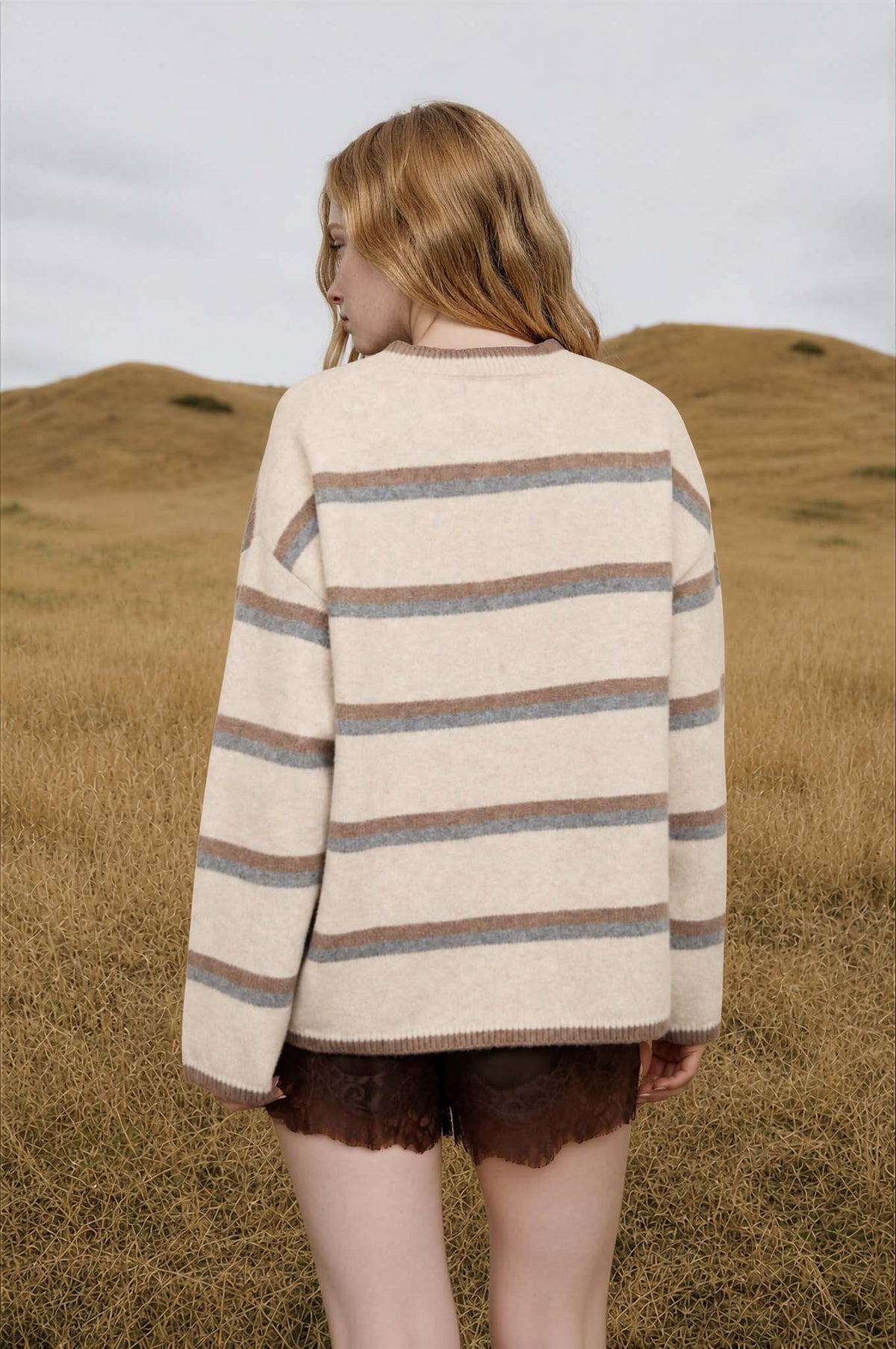 HEATHERED STRIPE CARDIGAN