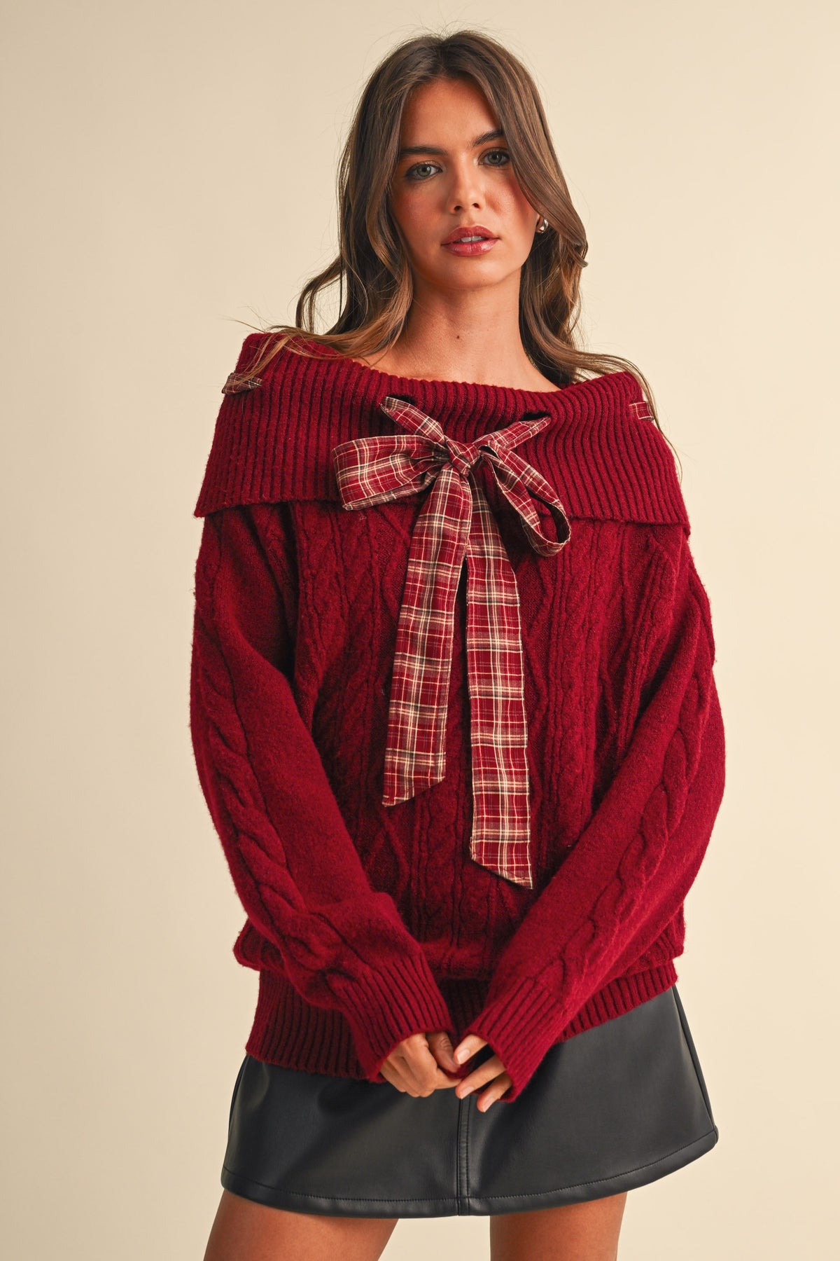 TARTAN BOW SWEATER