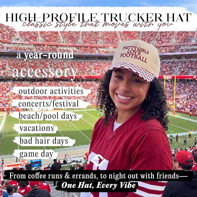 2-Tone Cap - Pretty Girls Love Football - Checker Print