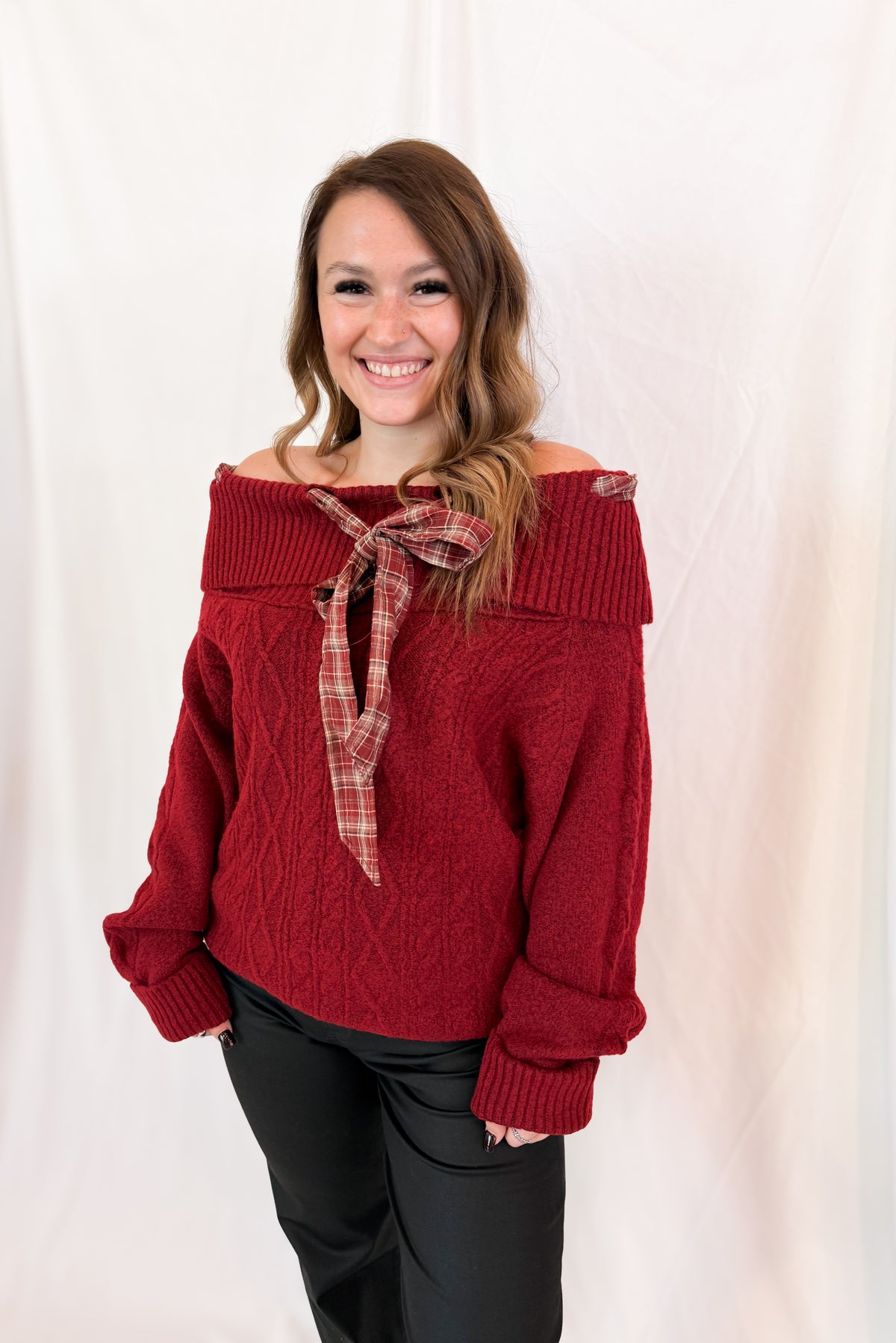 TARTAN BOW SWEATER