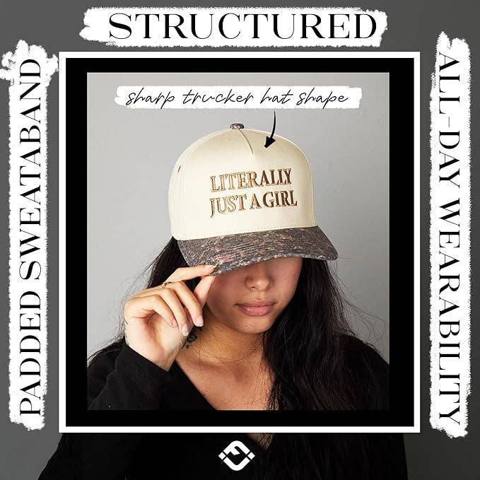 Two Tone Cap - Literally Just a Girl - Camo/Beige