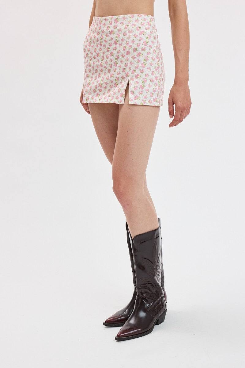 FLORAL SIDE SLIT MINI SKORT