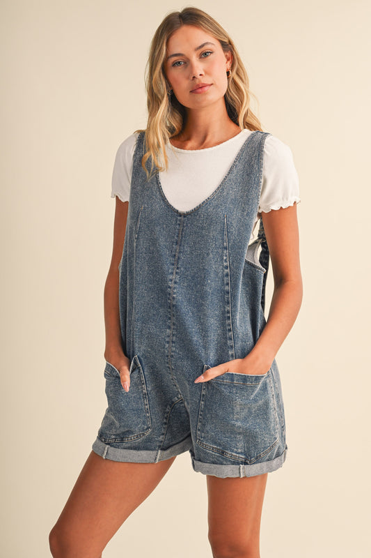 Oversized Denim Romper