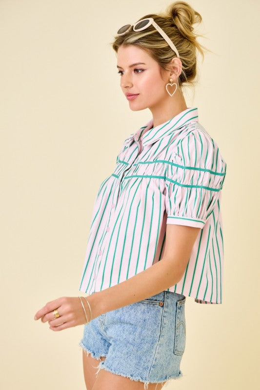 Stripe Button Down Blouse