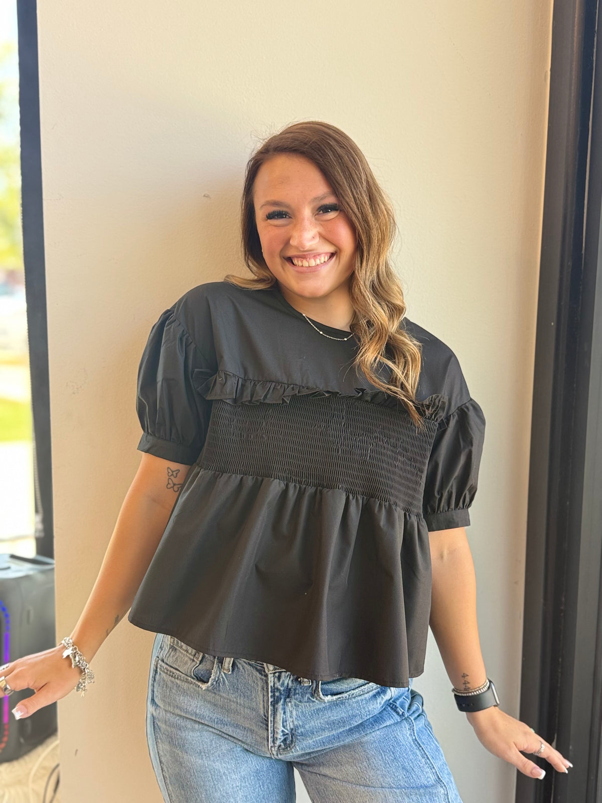 Poplin Ruffle Blouse