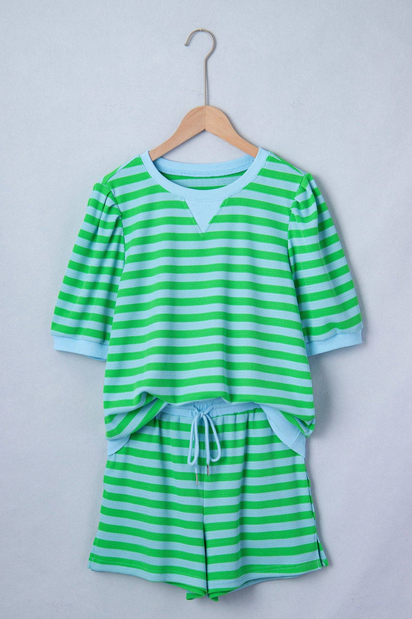 Stripe T-Shirt & Drawstring Shorts Set