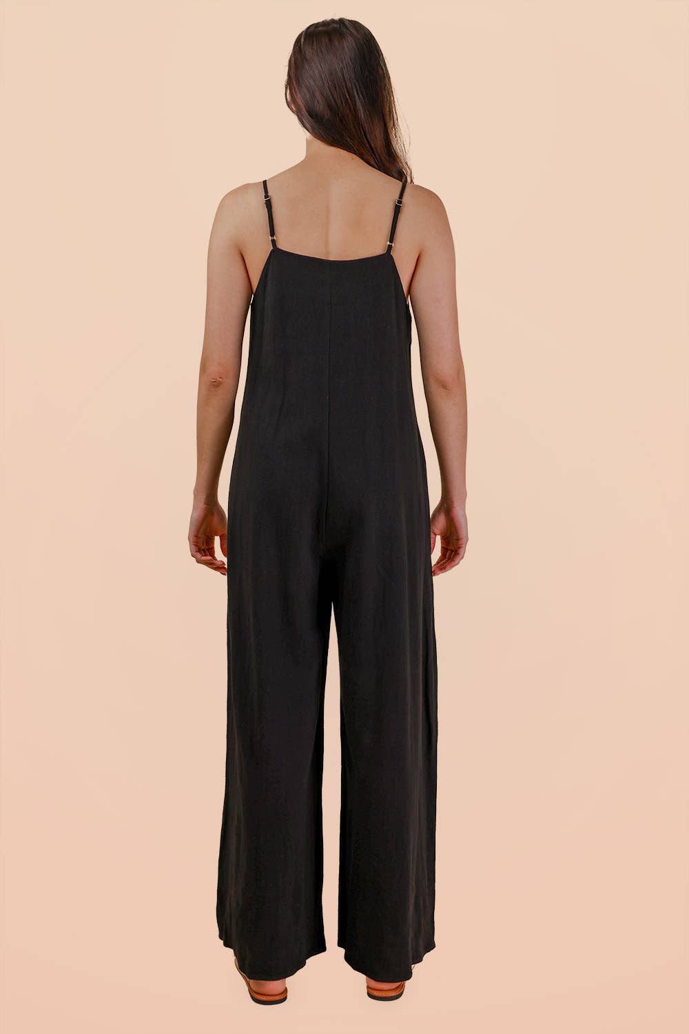 Pleated Solid Woven Sleeveless Jumpsuit