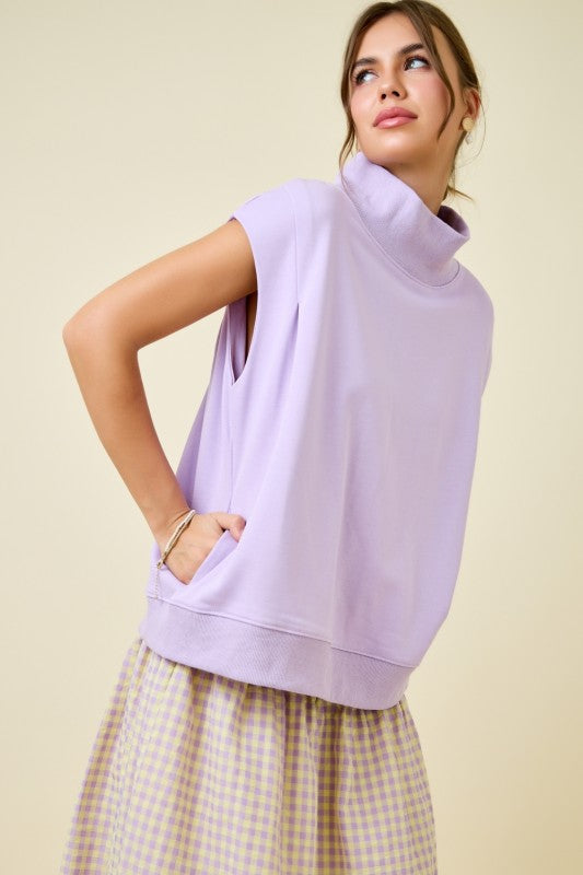 Sleeveless Oversized Mock Neck