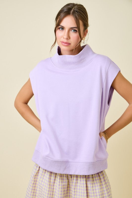 Sleeveless Oversized Mock Neck