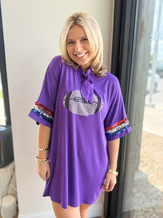 Oversized Game Day Bedazzled Football Tee