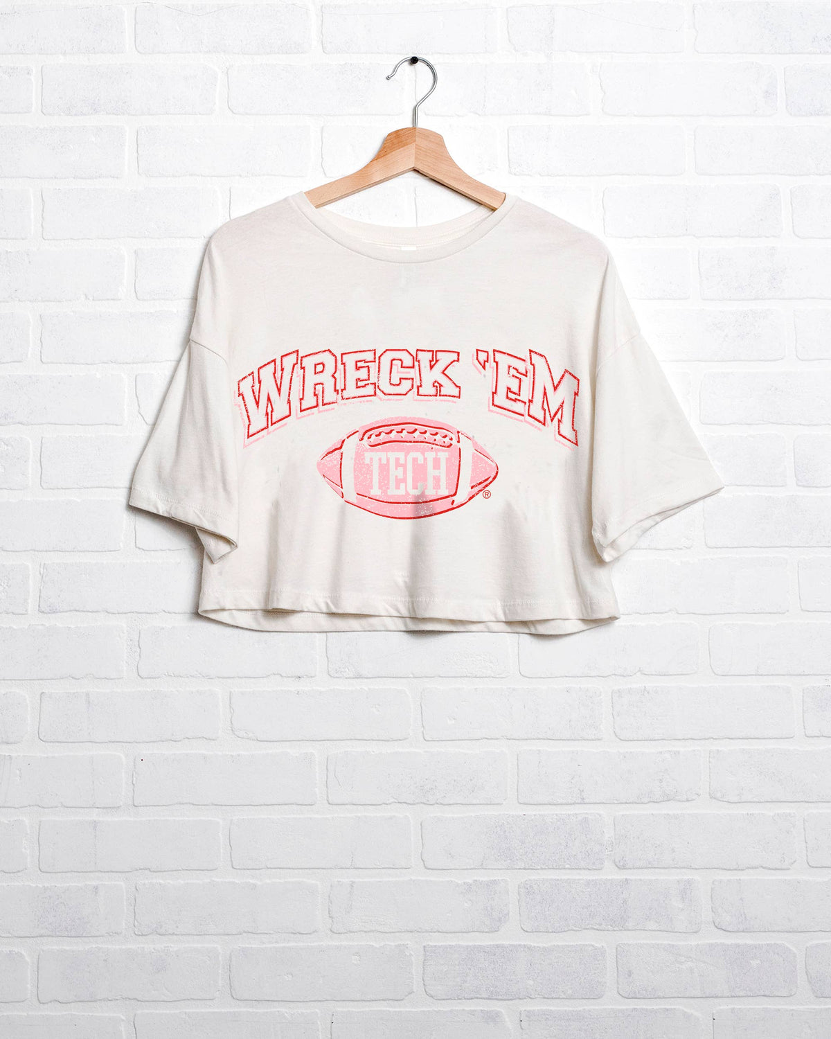 Texas Tech Red Raiders Wonka Football Off White Cropped Tee