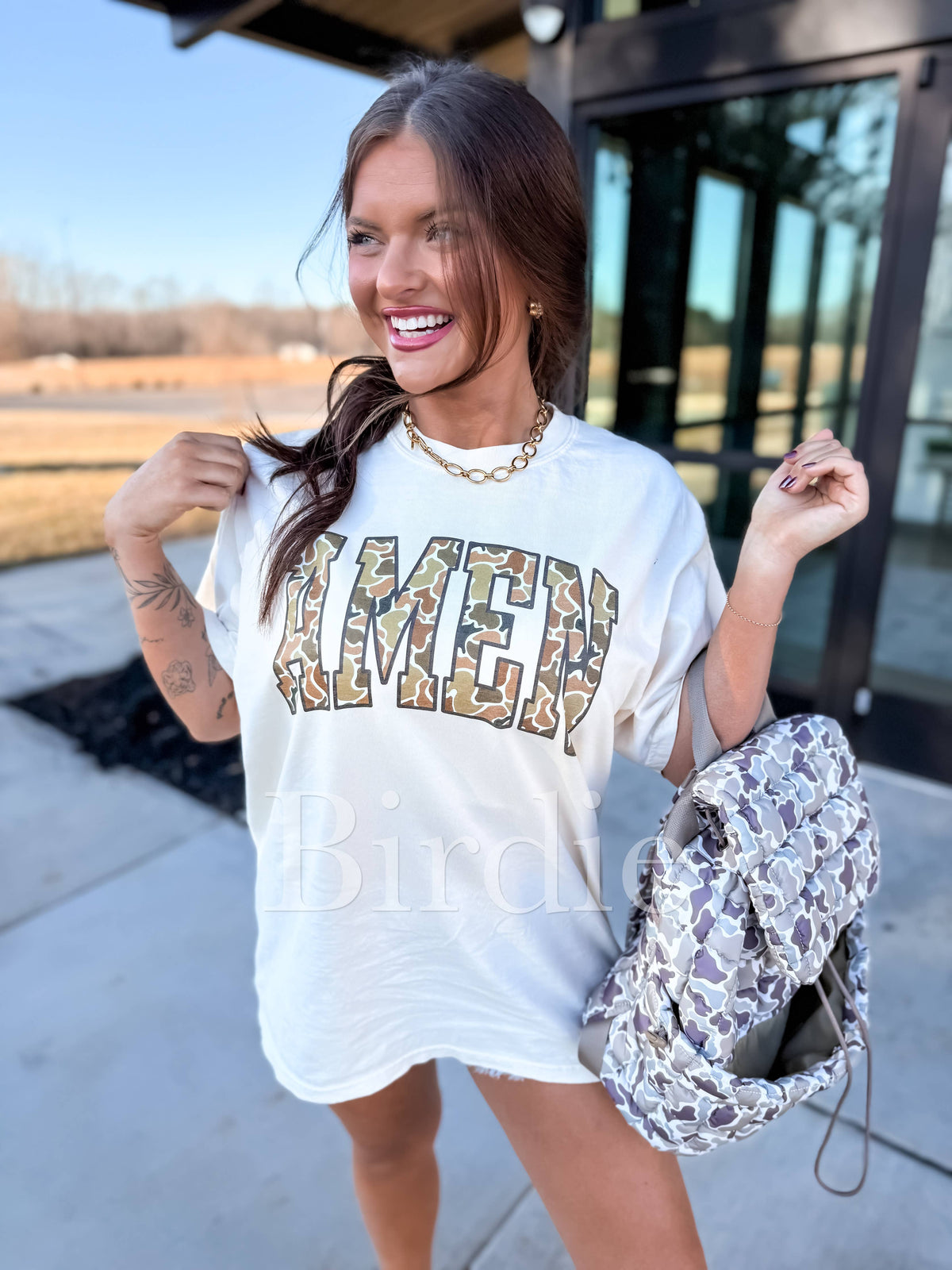 Amen Duck Camo Graphic Tee on Ivory