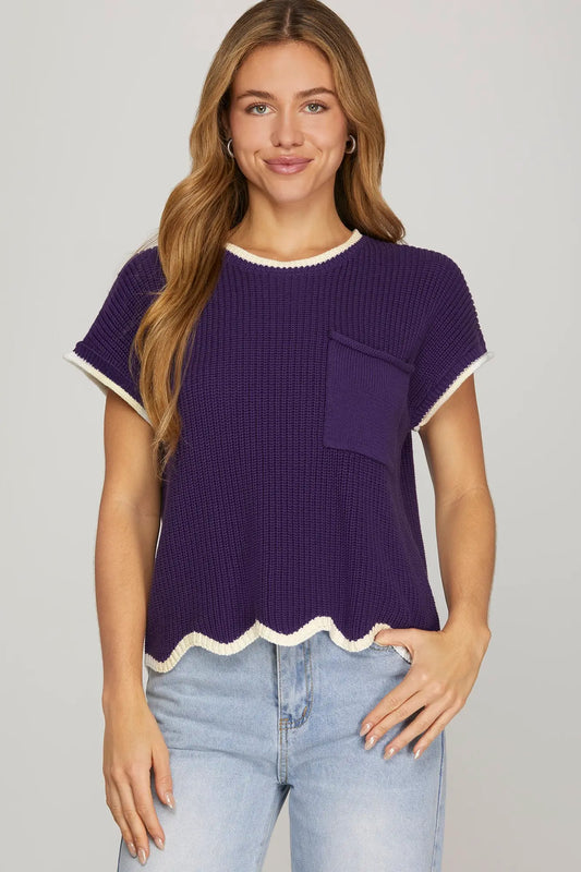 SCALLOP HEM SWEATER