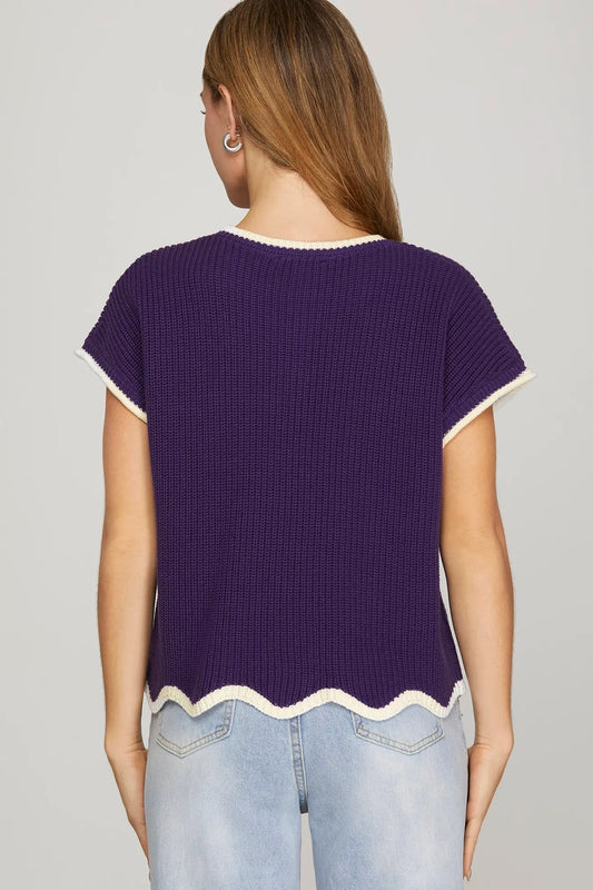 SCALLOP HEM SWEATER