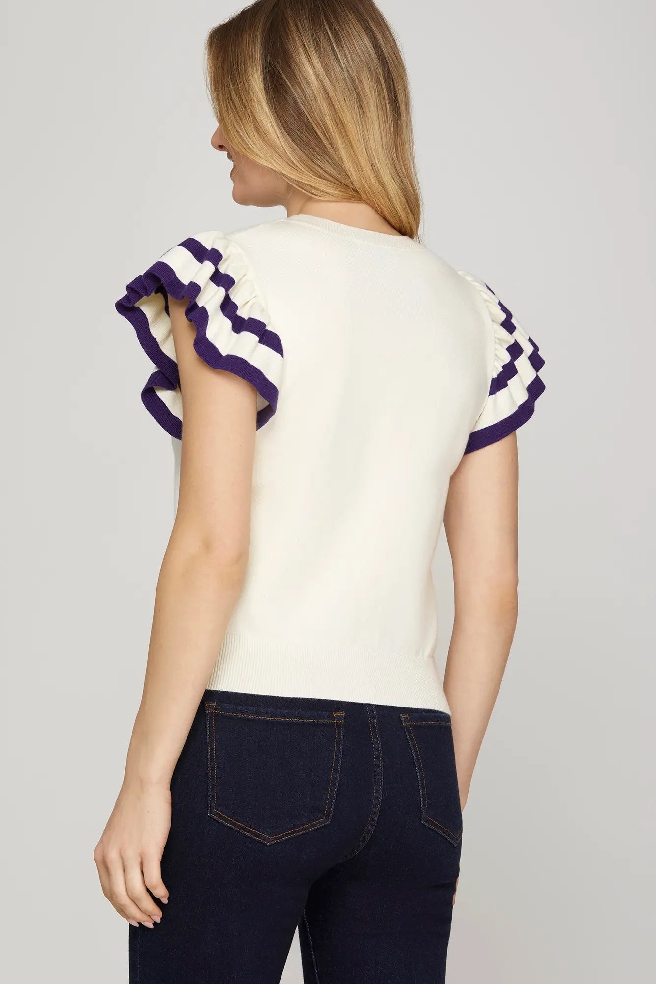 RUFFLED SWEATER GAME DAY TOP