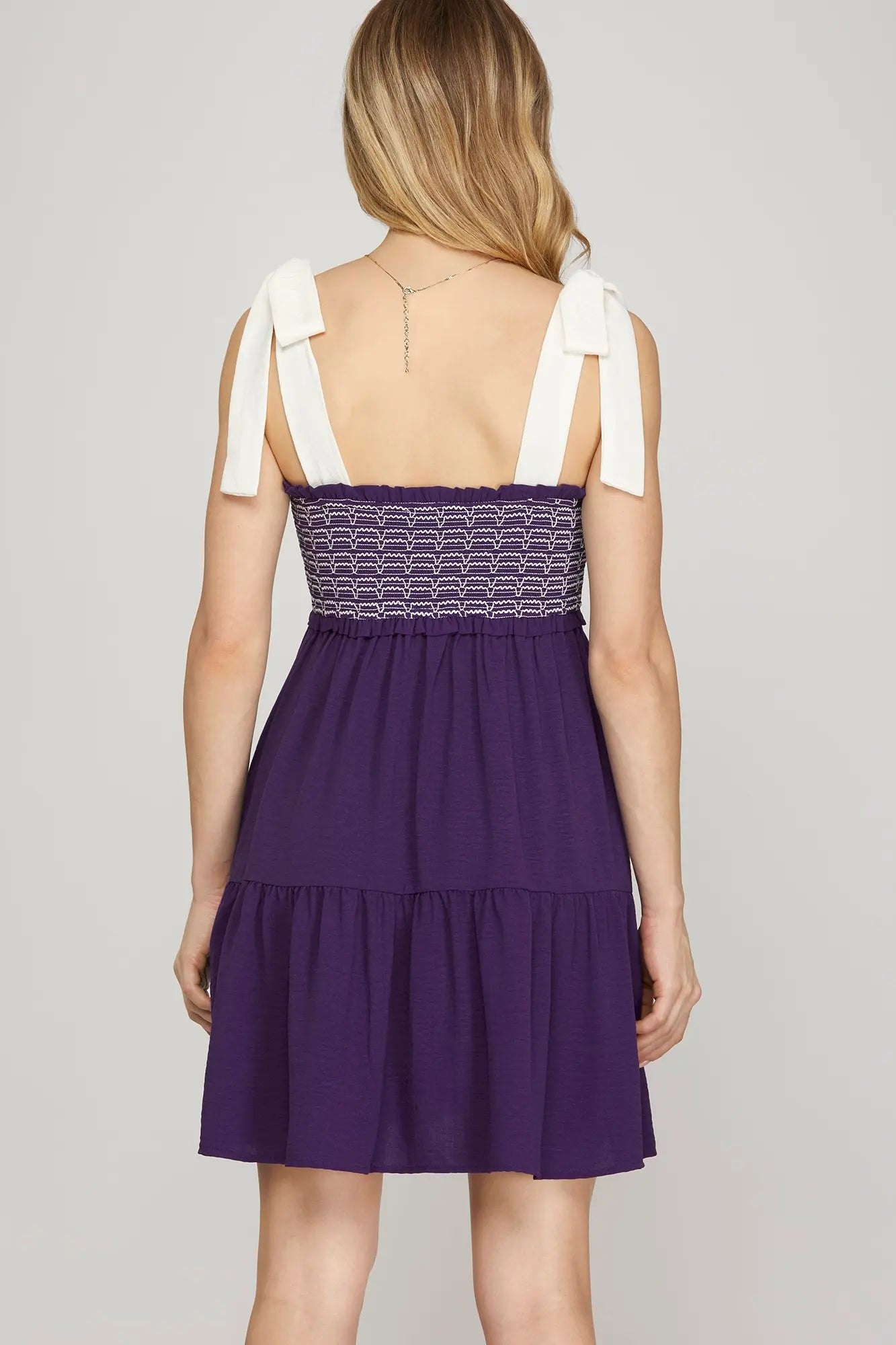 SHOULDER TIE MINI DRESS
