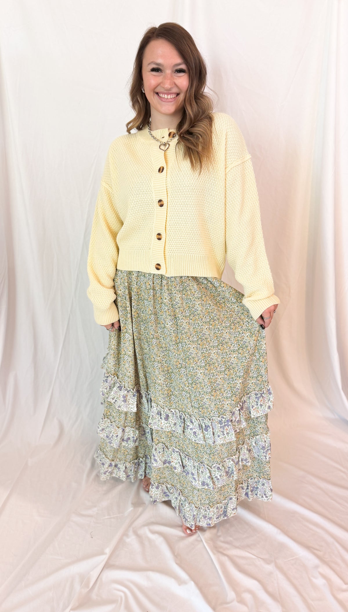 Floral Ruffle Maxi Skirt