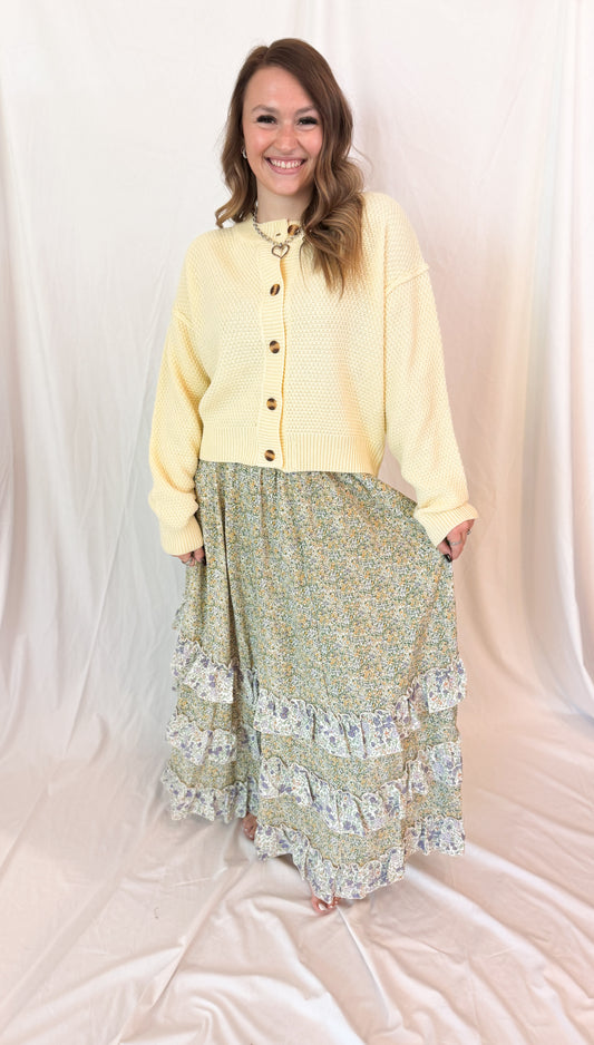Floral Ruffle Maxi Skirt