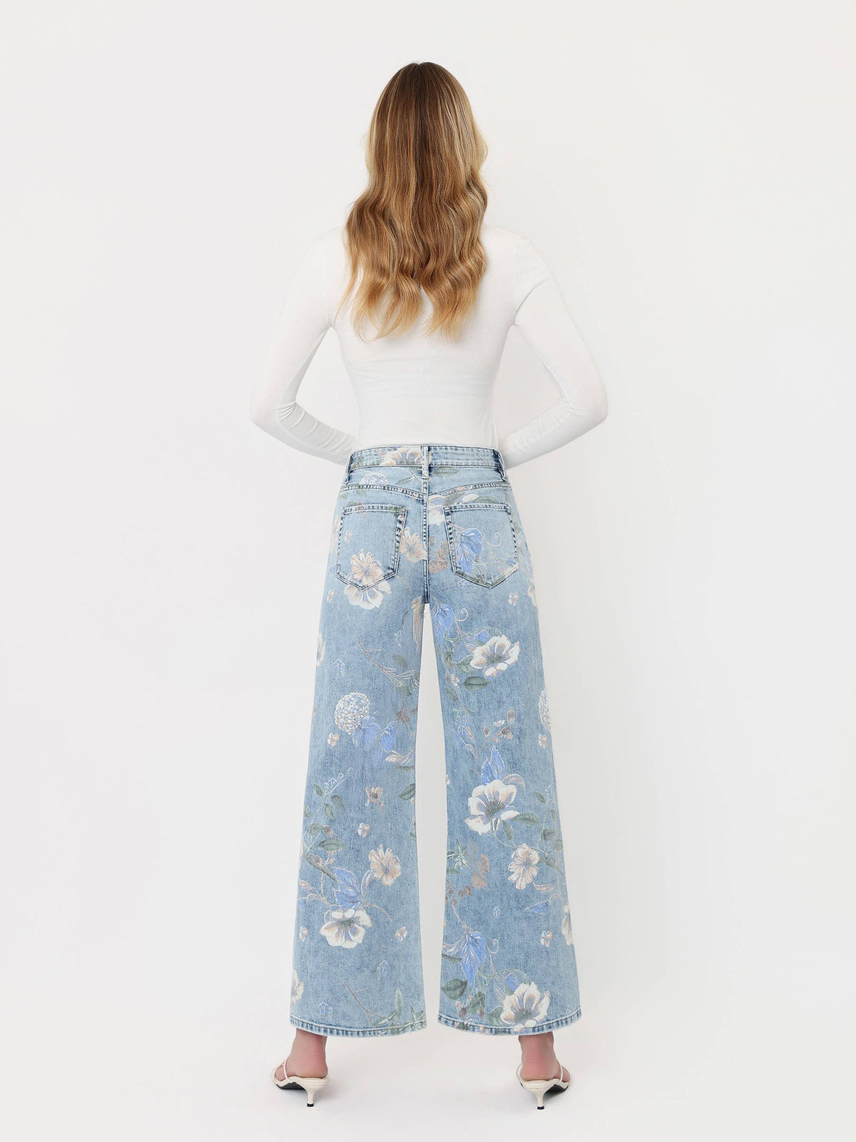 SUPER HIGH RISE FLORAL EXTREME VINTAGE FLARE JEANS