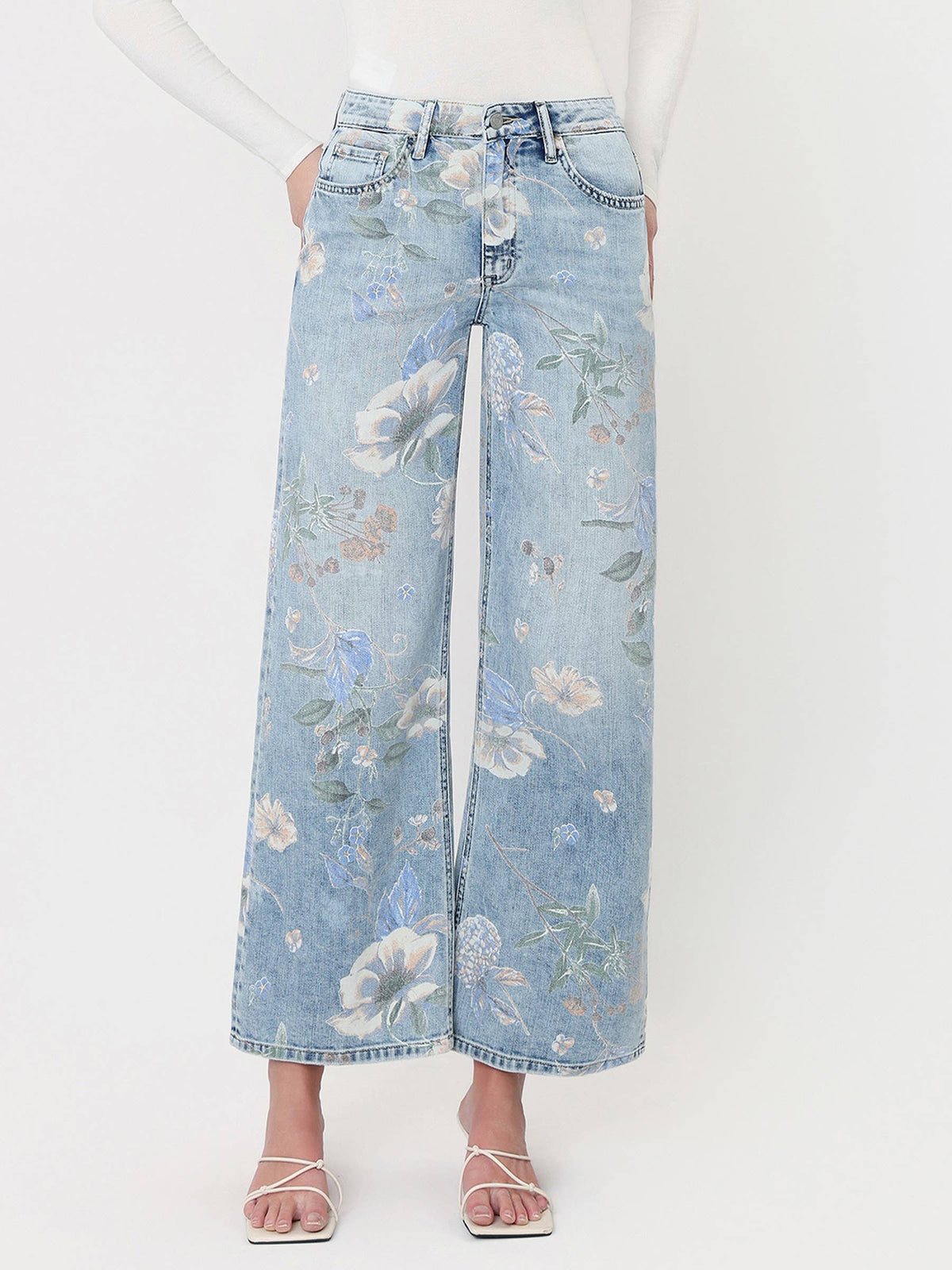 SUPER HIGH RISE FLORAL EXTREME VINTAGE FLARE JEANS