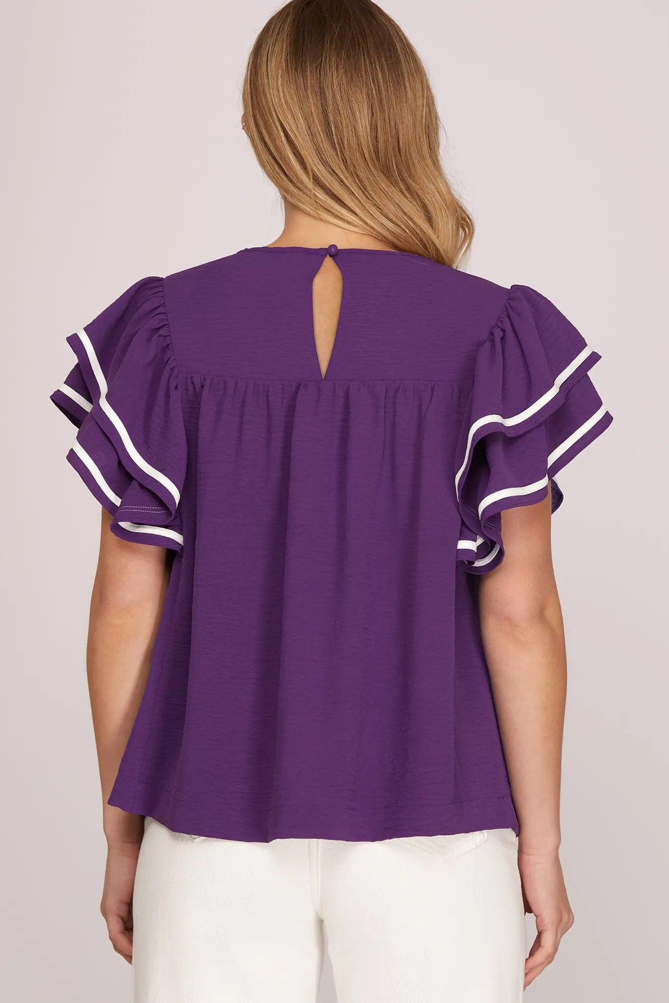 RUFFLE SLEEVE GAME DAY TOP