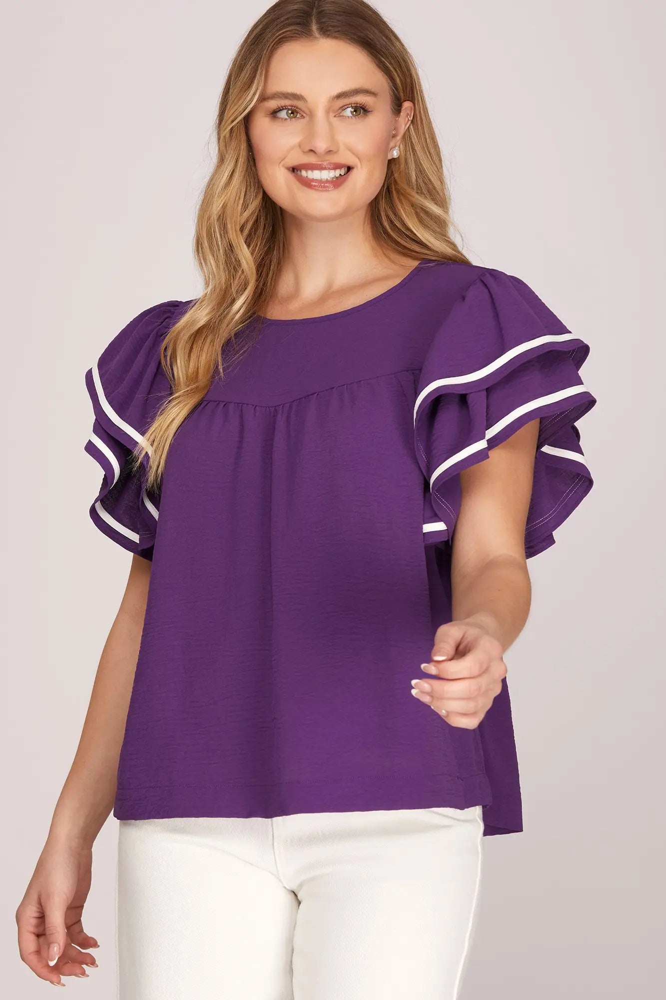 RUFFLE SLEEVE GAME DAY TOP