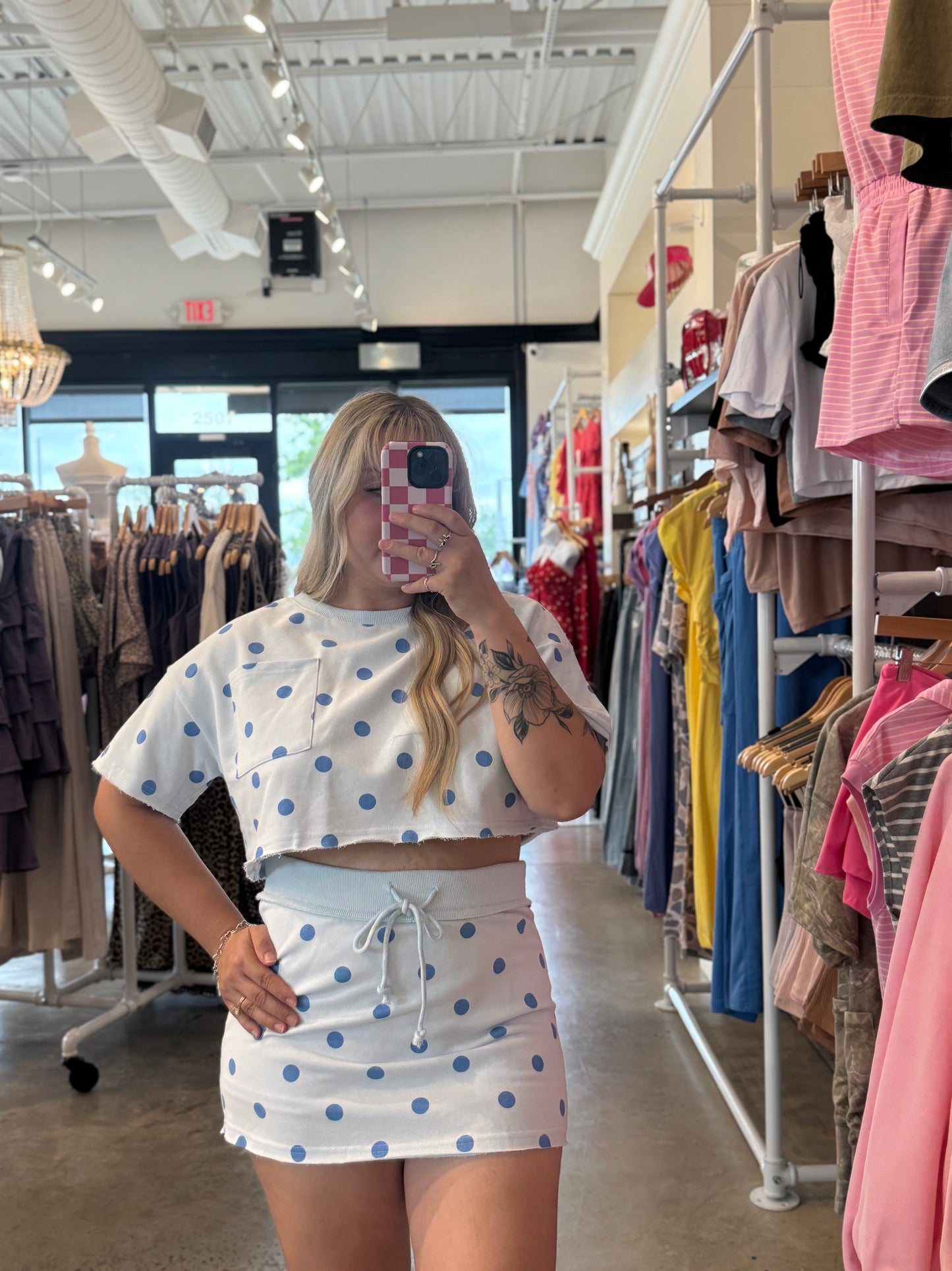 Polka Dot Crop Top & Skort Set