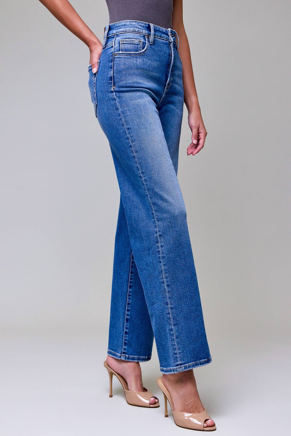 Medium Wash Clean Stretch High Rise Classic Straight