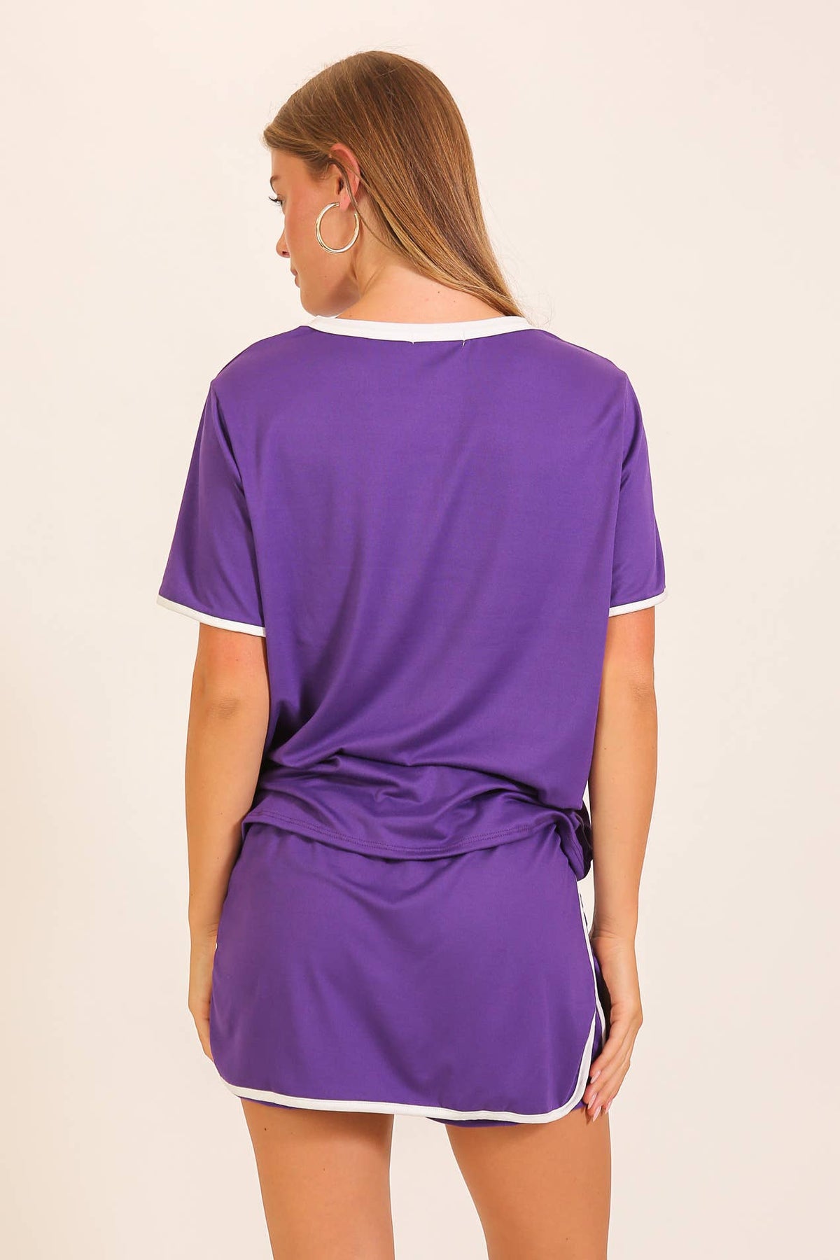 Contrast Trim Knit Game Day Skort Set